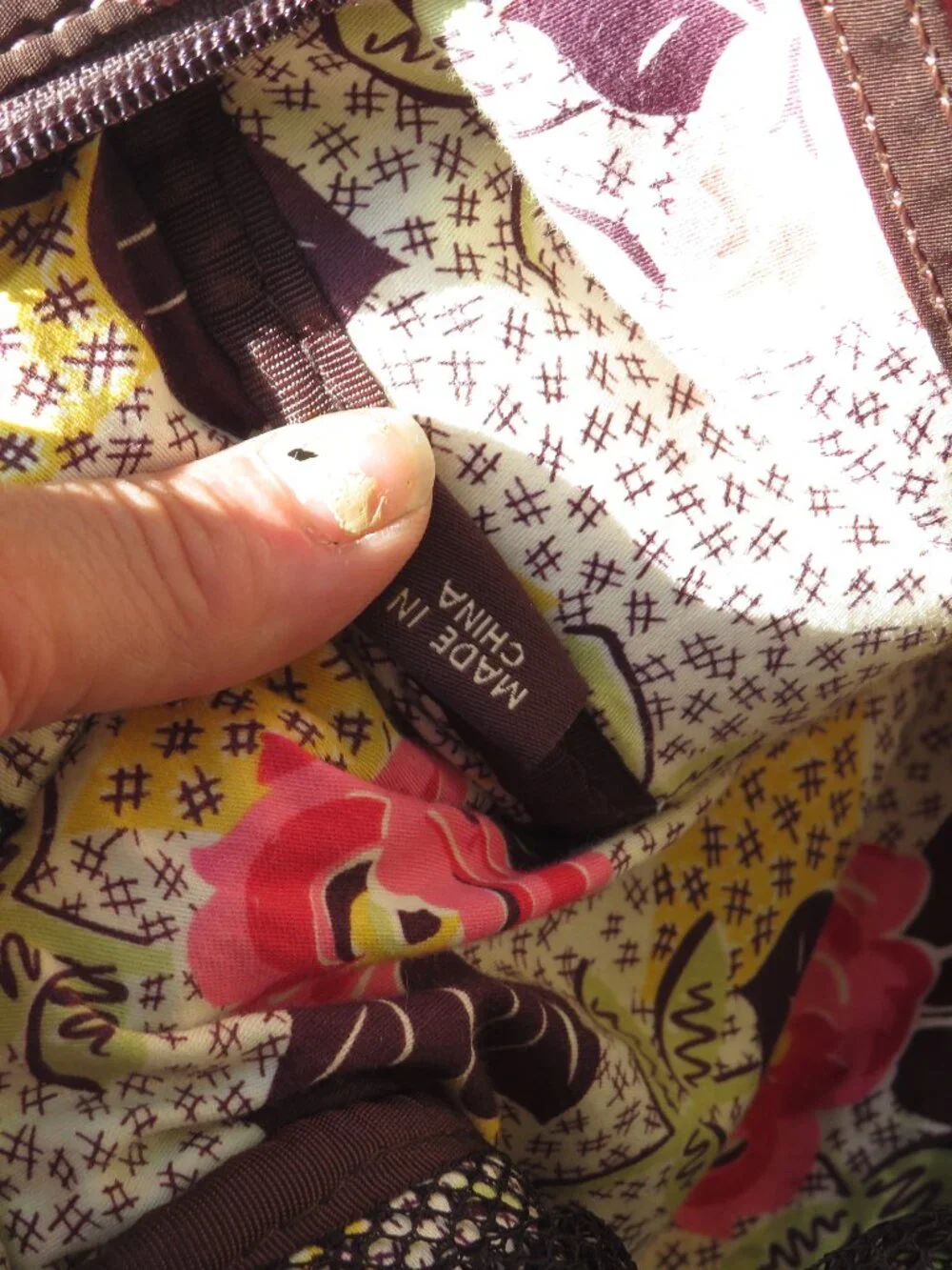 Vera Bradley Brown Quilted Diaper Bag – Floral Lining, Spacious Pockets, MomonGo